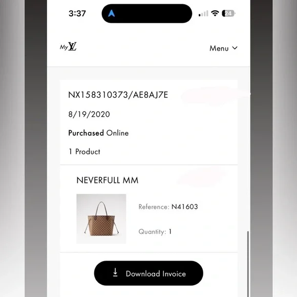 LOUIS VUITTON NEVERFULL DAMIER EBENE ROSE BALLERINE MM TOTE - Picture 4 of 12